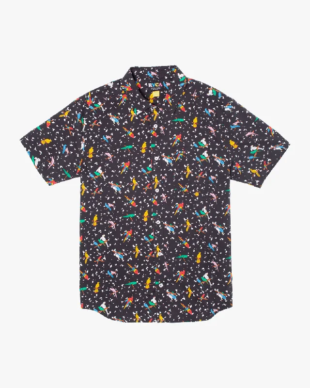 Lp X Klw Parrots Short Sleeve Shirt - Black