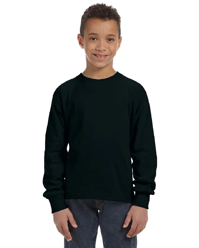Weekend Specials to Grab Fruit of the Loom Youth Heavy Cotton Long Sleeve T-Shirt | Black