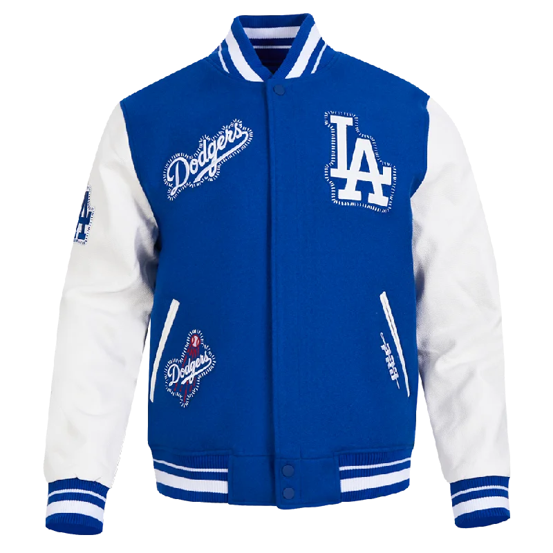 MLB LOS ANGELES DODGERS DIY PICK STITCH MEN'S RIB WOOL VARSITY JACKE (DODGER BLUE/WHITE)