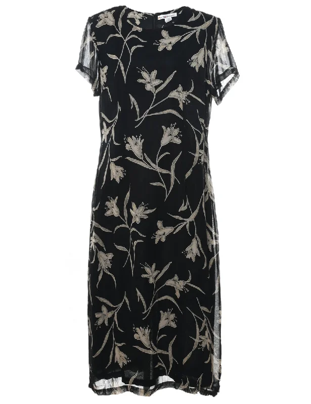 Get It Before It’s Gone Black Floral Print Maxi Dress - L
