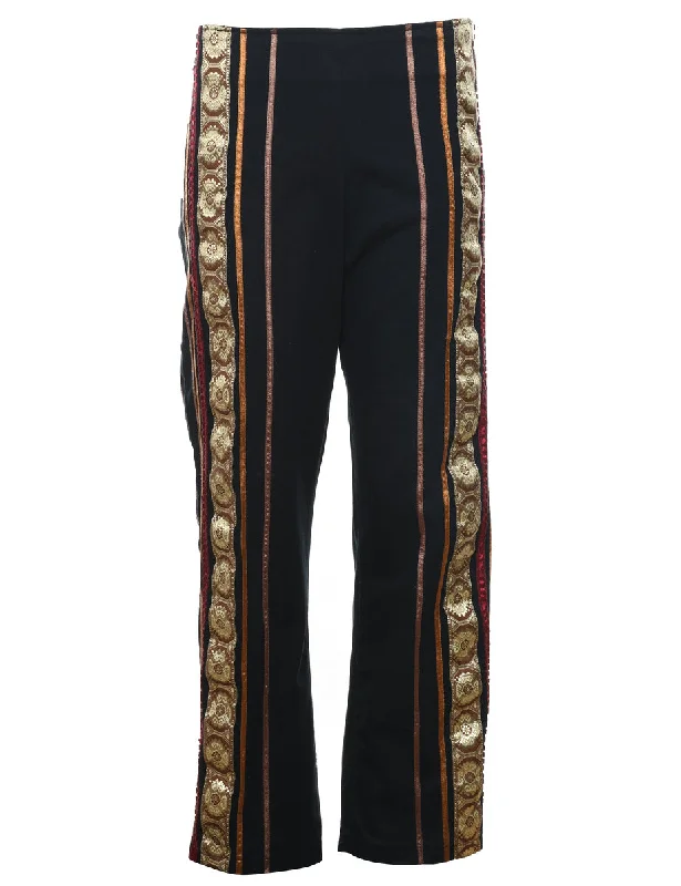 Weekend Offers That Thrill Black Classic Contrast Trim Trousers - W32 L28