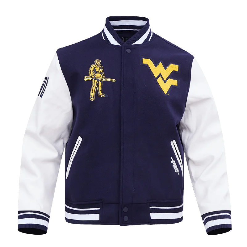 WEST VIRGINIA UNIVERSITY CLASSIC RIB WOOL VARSITY JACKET (MIDNIGHT NAVY/WHITE)