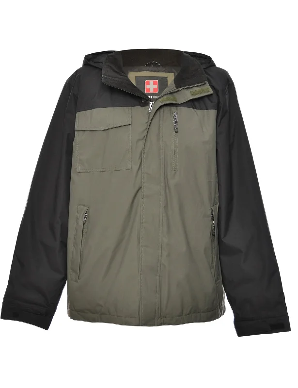 Act Now Black & Olive Green Two-Tone Mountaineering Jacket - M