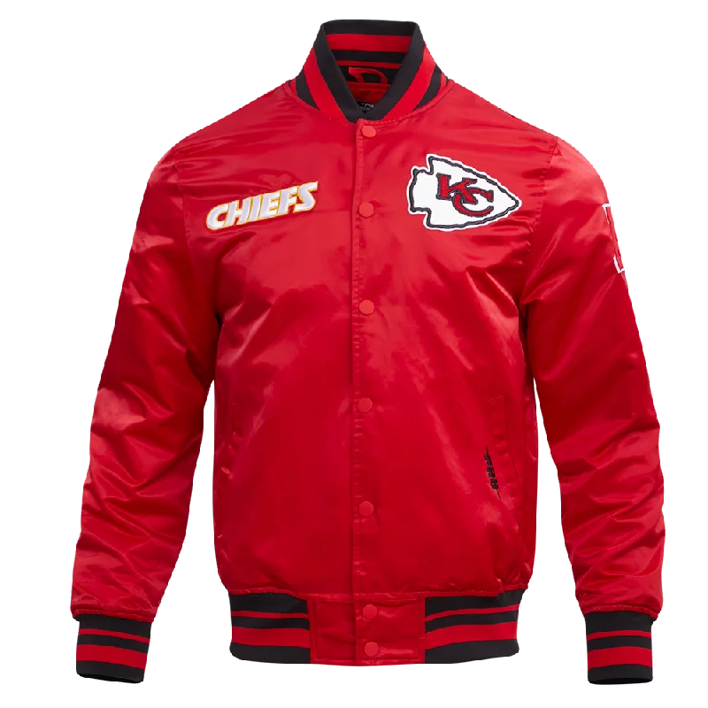 NFL KANSAS CITY CHIEFS RETRO CLASSIC MEN'S RIB SATIN JACKET (RED/BLACK)