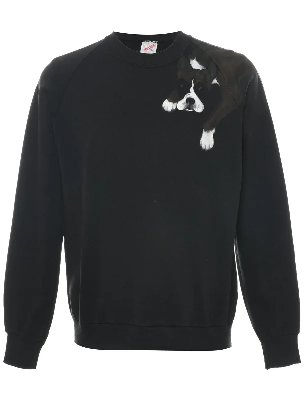 Weekend Discounts to Delight Black Dog Animal Sweatshirt - XL