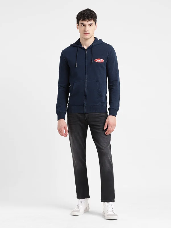 Weekend Shopping Extravaganza Men's Solid Blue Hooded Sweatshirt