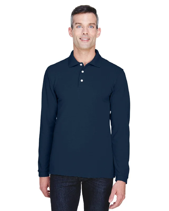 Weekend Sale: Don't Miss Out Harriton Easy Blend Long Sleeve Polo Shirt | Navy