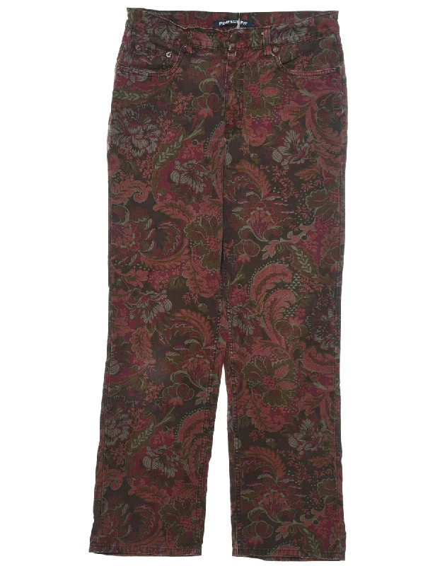 Discount Deals Bill Blass Multi-Colour Foliage Print Trousers - W30 L30