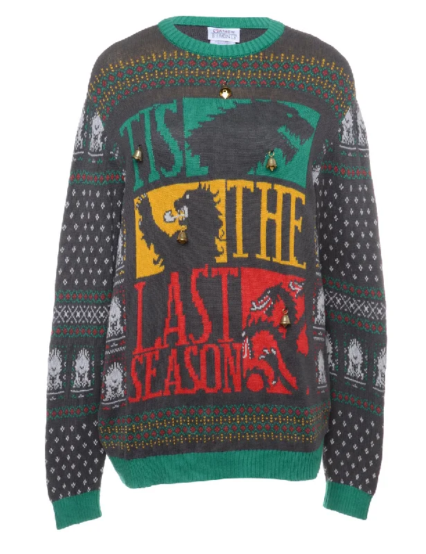 Season Finale Sale Beyond Retro Reworked Christmas Jumper With Bells - L