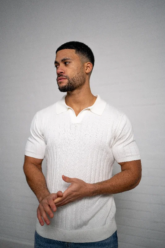 Weekend Specials to Love Capo Egyptian Cotton Line Cuban Collar Polo Shirt - Cream