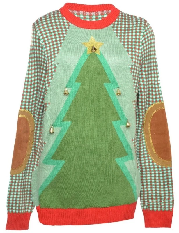 Instant Savings Beyond Retro Reworked Christmas Jumper With Bells - L