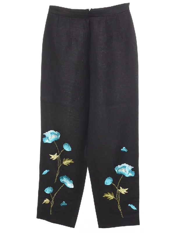 Major Savings Black Embroidery Trousers - W26 L25