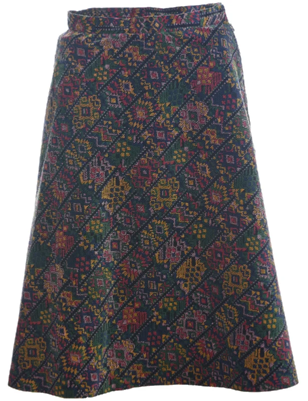 Savings Galore Aztec Print A-line Skirt - S