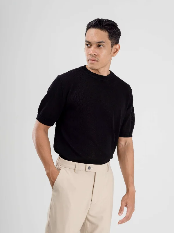 Weekend Bargains to Enjoy Dany Round Neck Knit Tee - Black