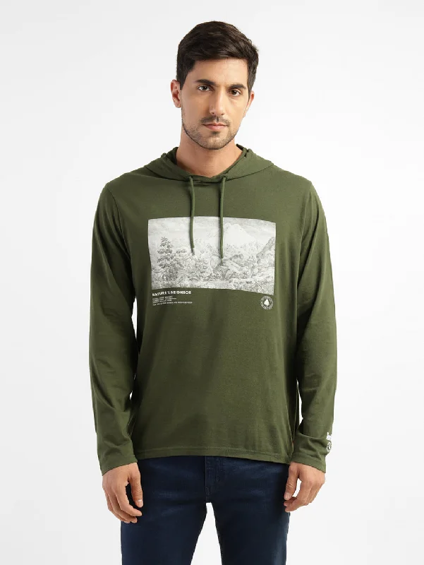 Weekend Discounts to Grab Men's Graphic Print Hooded Sweatshirt