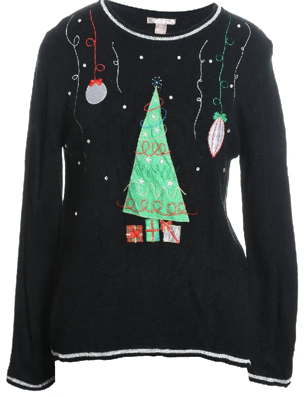 Weekend Offers That Delight Black Christmas Jumper - M