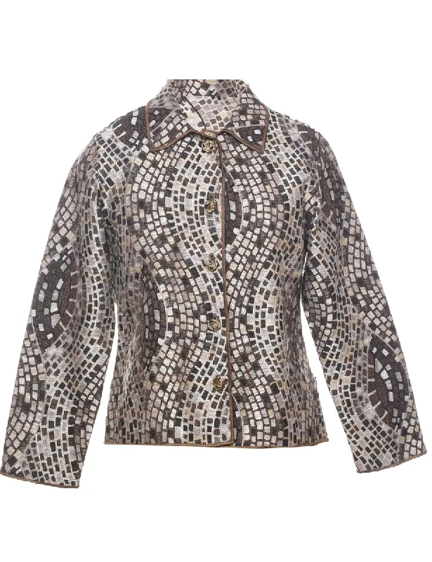 Button Front Tapestry Jacket - M