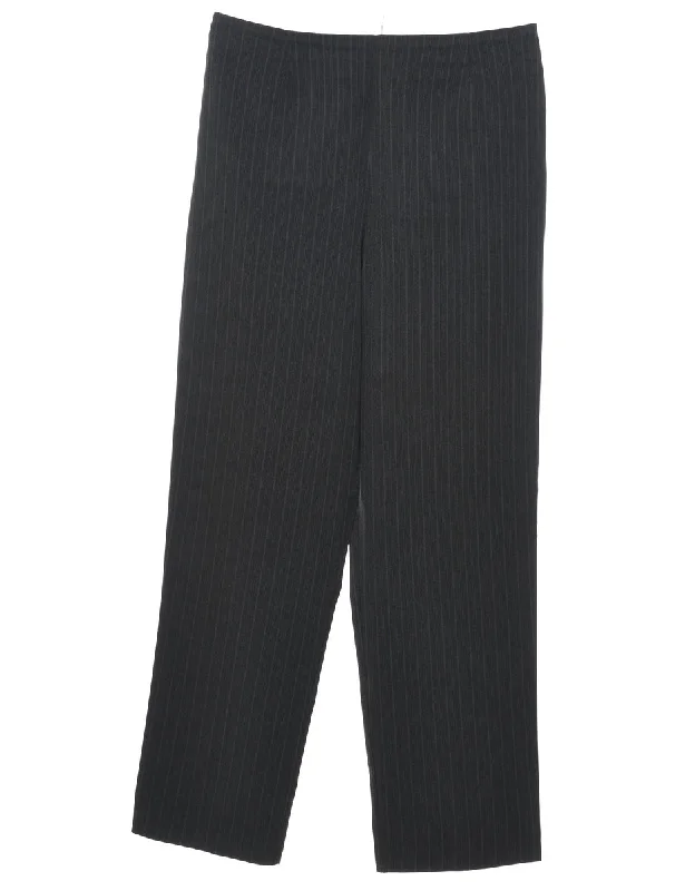 Don't Wait Black Classic Pinstriped Trousers - W32 L31