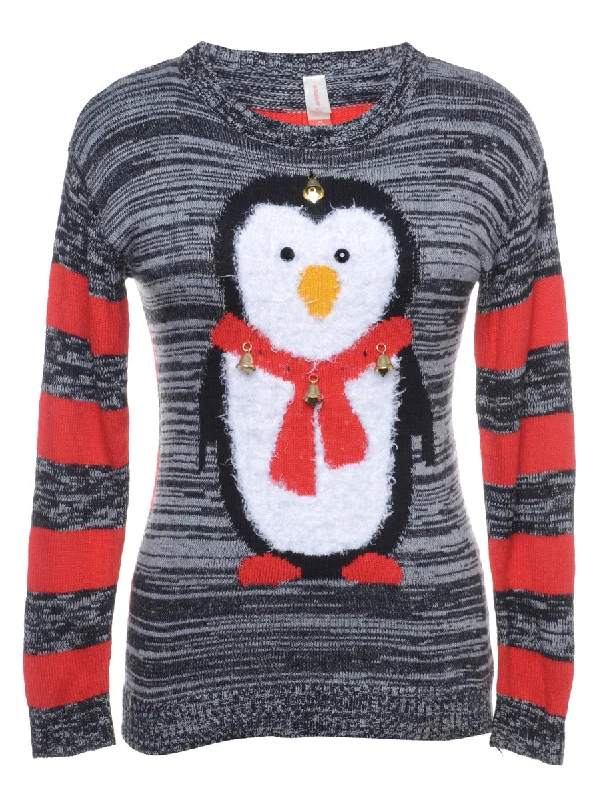 Bargain Bin Beyond Retro Reworked Christmas Jumper With Bells - S