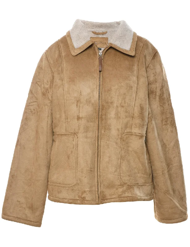Today Only Beige Suede Faux Shearling Lined Jacket - L