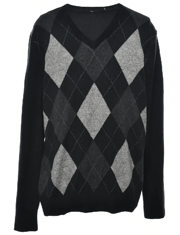 Act Now Argyle Knit Jumper - L