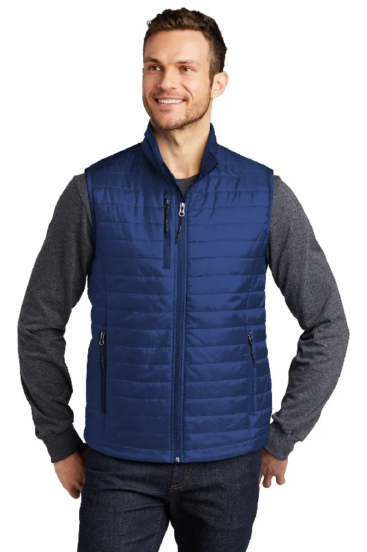 Celebrate the Weekend with Discounts Port Authority Mens Water Resistant Packable Puffy Full Zip Vest - Cobalt Blue