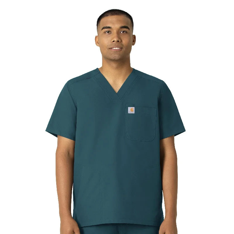 Doorbuster Deal Carhartt Force Essentials Men's V-Neck Shirttail Scrub Top - Caribbean Blue
