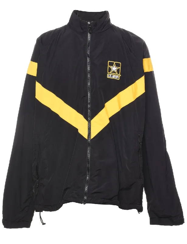 Act Fast Black & Yellow Zip-Front Nylon Jacket - L