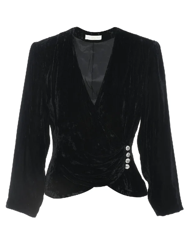 Black Velvet Evening Jacket - M