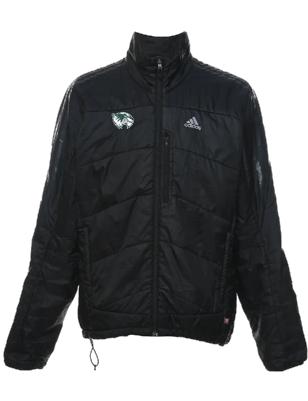 Black Zip-Front Adidas Puffer Jacket - L