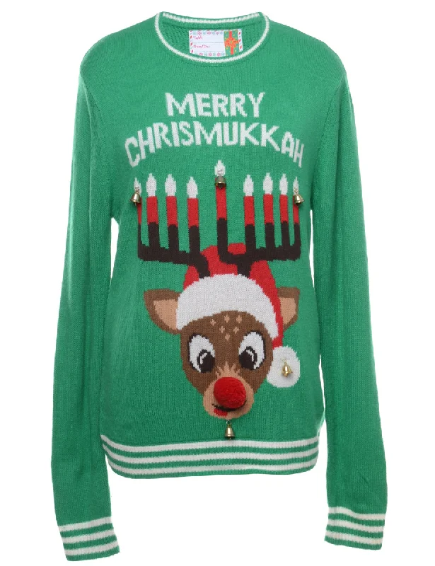 Unbeatable Deal Beyond Retro Reworked Christmas Jumper With Bells - L