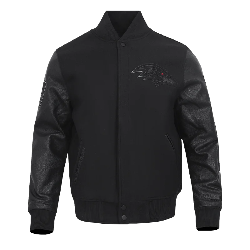 Buy More, Save More NFL BALTIMORE RAVENS TRIPLE BLACK LOGO MEN'S VARSITY JACKET (TRIPLE BLACK) Buy More, Save More NFL BALTIMORE RAVENS TRIPLE BLACK LOGO MEN'S VARSITY JACKET (TRIPLE BLACK)