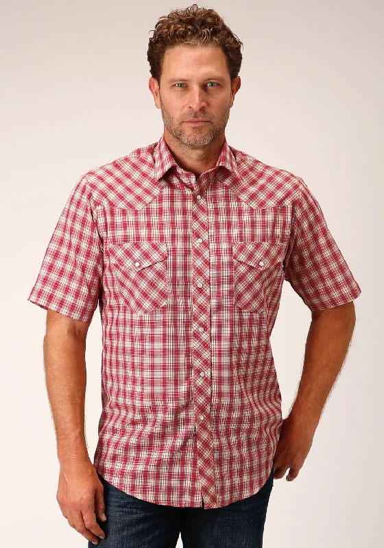 Mega Deal Roper Mens 1508 Small Scale Red Cotton Blend S/S Shirt