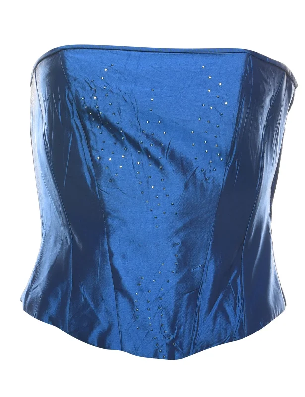 Blue Classic Metallic Sequined Corset - S