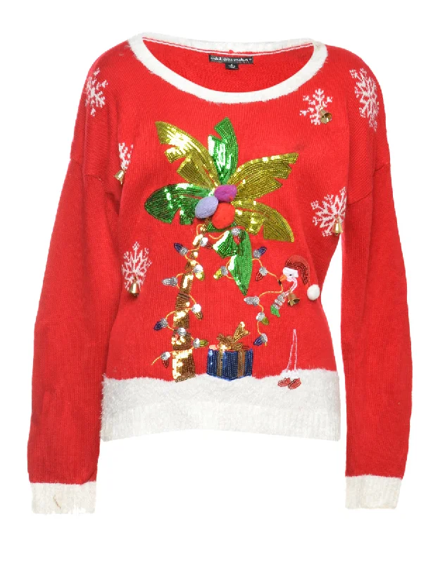 Markdown Sale Beyond Retro Reworked Christmas Jumper With Bells - L