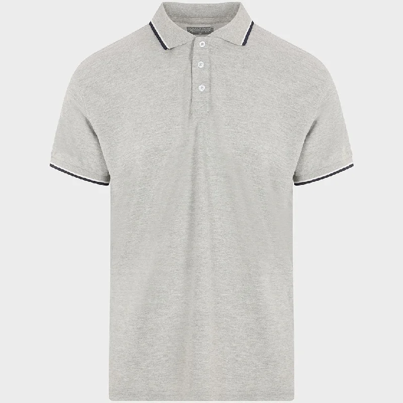 Deep Discounts Men`s Tipped Collar Polo Grey