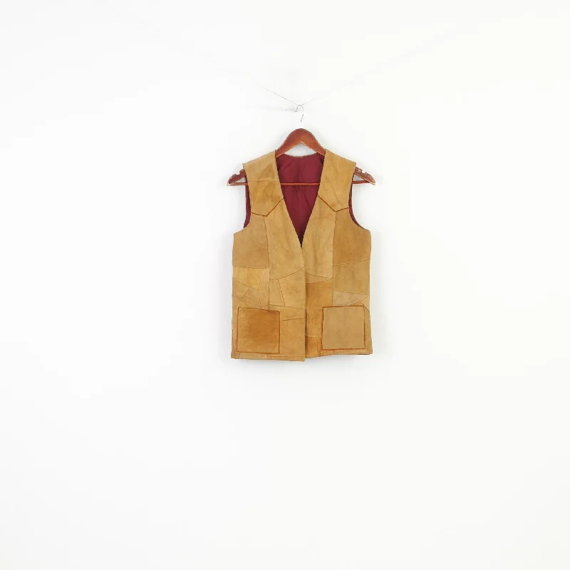 Midnight Madness Vintage Men S Leather Vest Open Front Brown Vintage Sleevelees Pockets Top