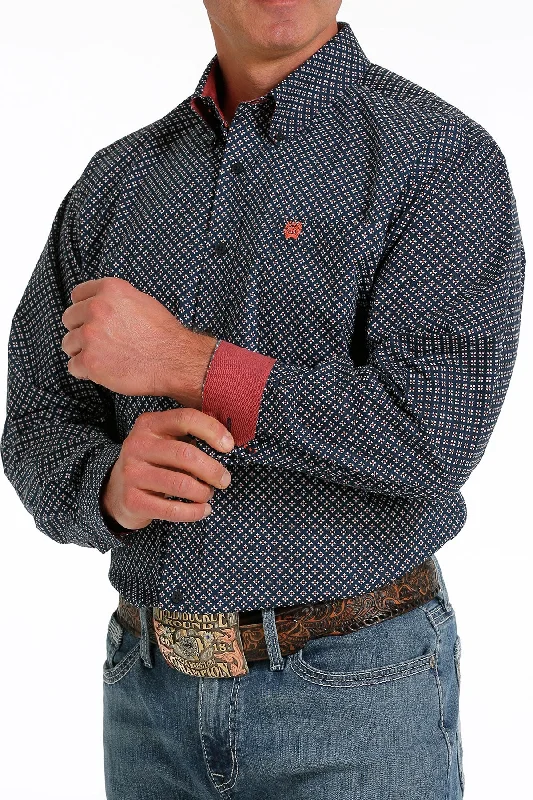 Great Deals CINCH MENS NAVY PRINT LONG SLEEVE