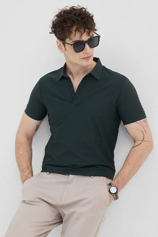 Weekend Specials You Can't Miss Dark Green Technical Stitchless Polo T-Shirt