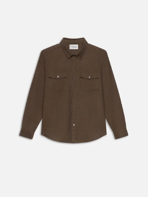 Double Pocket Wool Blend Overshirt - Soft Mocha