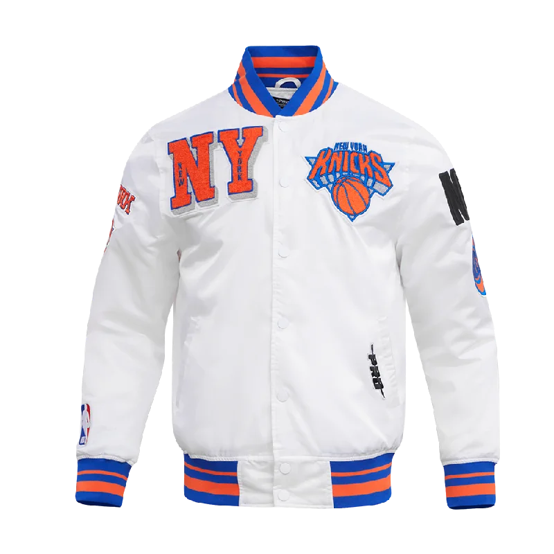 Today Only NBA NEW YORK KNICKS MASHUP MEN'S RIB SATIN JACKET (WHITE/ROYAL BLUE/ORANGE) Today Only NBA NEW YORK KNICKS MASHUP MEN'S RIB SATIN JACKET (WHITE/ROYAL BLUE/ORANGE)