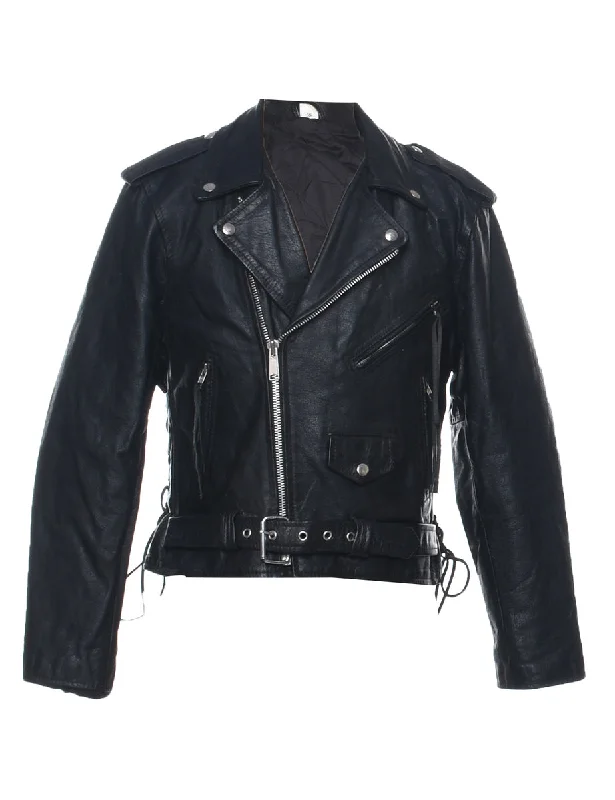 Deal Explosion Biker Style Leather Jacket - M