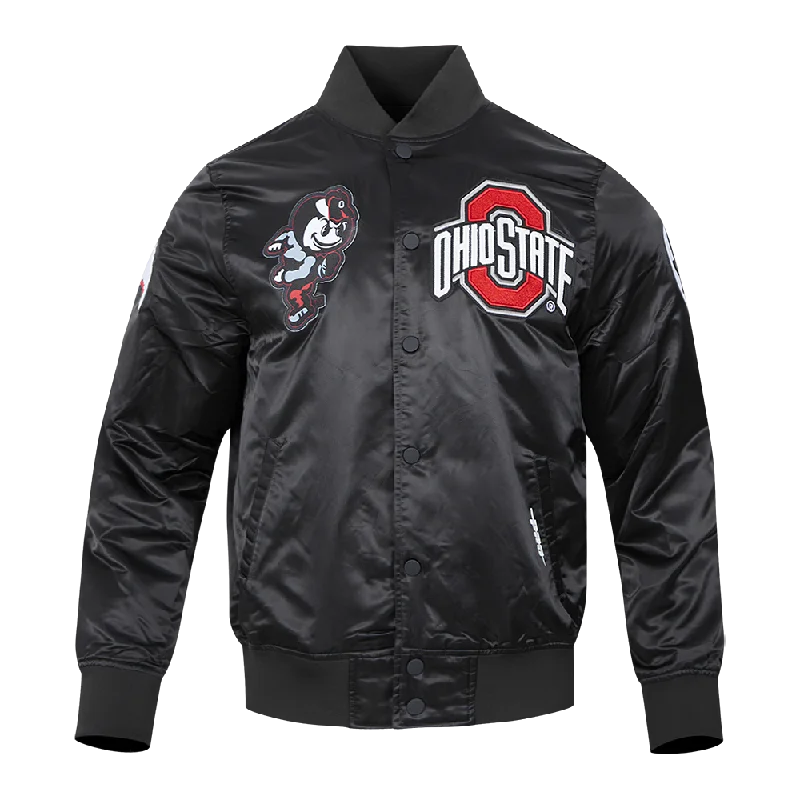 Can't Miss OHIO STATE UNIVERSITY CLASSIC MEN'S SATIN JACKET (BLACK)