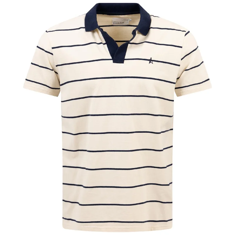 Capri Collar Polo Natural/Deep Navy - AW24