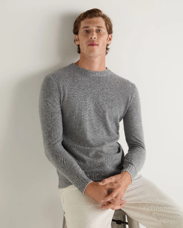 Men's Shoreditch Round Neck Cashmere Sweater Flannel Grey