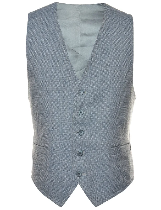 Button-Front Grey Classic Waistcoat - M