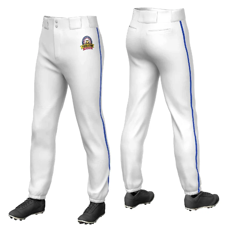 Extra Discount Custom White Royal Classic Fit Stretch Practice Pull-up Baseball Pants