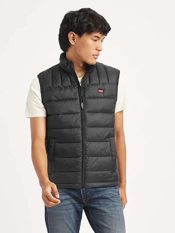 Men's Quilted Black Collar Neck Jacket