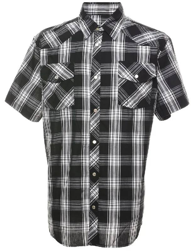 New Arrival Black & White Classic Checked Shirt - L