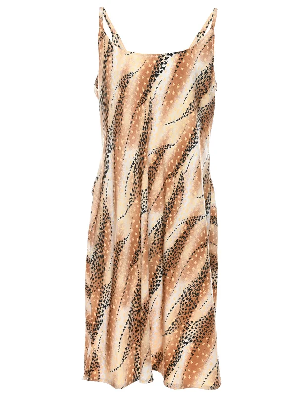 Lowest Price Black & Brown Abstract Pattern Strappy Dress - M